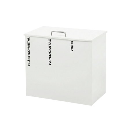 Papelera de reciclaje con tapa con 3 unidades de reciclaje