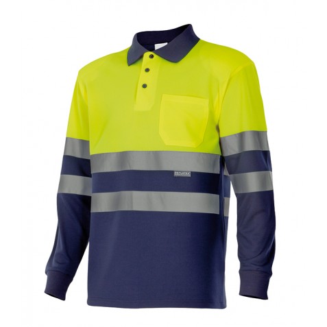Polo bicolor de manga comprida de alta visibilidade série 175