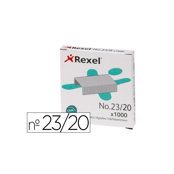 Agrafes rexel 23 20 aco caixa 1000 unidades