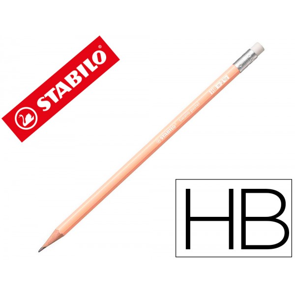 Lapis de grafite stabilo swano com borracha mina 22 mm dureza hb pessego pastel Lapis de grafite stabilo swano com borracha mina 22 mm dureza hb pessego pastel