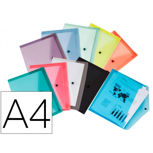 Bolsa porta documentos liderpapel com mola din a4 transparente pack de 12 unidades cores sortidas Bolsa porta documentos liderpapel com mola din a4 transparente pack de 12 unidades cores sortidas