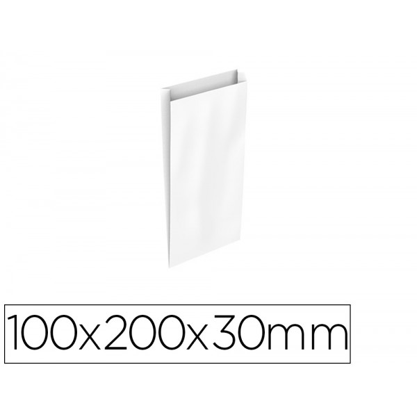 Envelope basika celulose branco com fole xxs 100x200x30 mm pack de 25 unidades