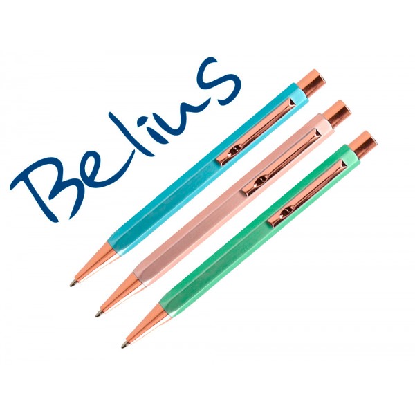 Esferografica belius brela corpo hexagonal com clip 3 esferograficas cores pastel sortidas em caixa de oferta