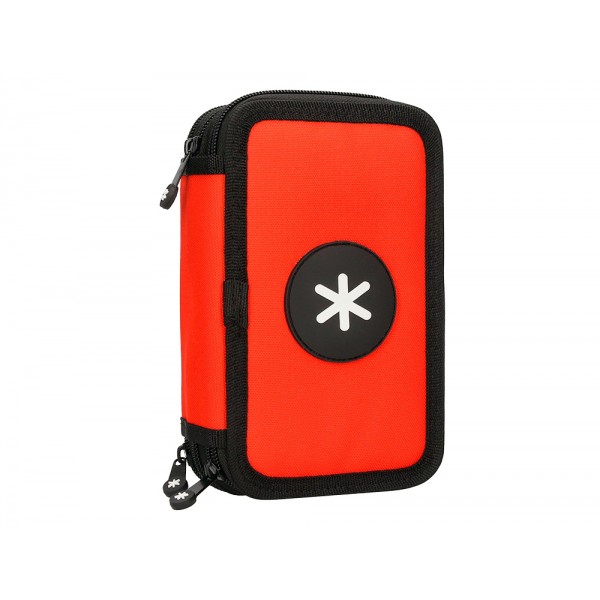 Estojo escolar antartik triplo cor vermelho 36 pecas 200x125x65 mm Estojo escolar antartik triplo cor vermelho 36 pecas 200x125x65 mm