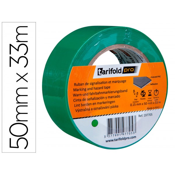 Fita adesiva tarifold para marcacao e sinalizacao de chao 33 mt x 50 mm cor verde Fita adesiva tarifold para marcacao e sinalizacao de chao 33 mt x 50 mm cor verde