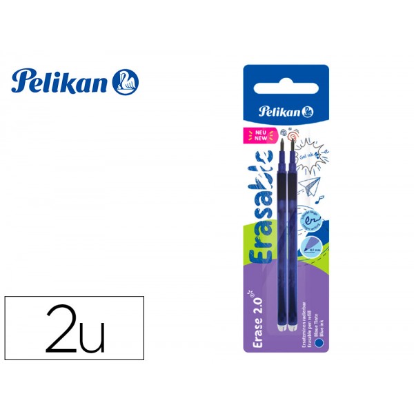 Recarga roller pelikan erase 20 cor azul blister de 2 unidades