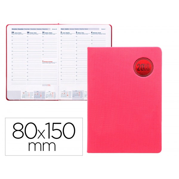 Agenda encadernada liderpapel kilkis 8x15 cm 2023 semana vista cor rosa papel 70 gr Agenda encadernada liderpapel kilkis 8x15 cm 2023 semana vista cor rosa papel 70 gr