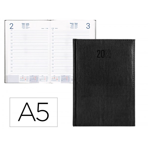 Agenda encadernada liderpapel creta 15x21 cm 2023 dia pagina cor preto papel 70 gr Agenda encadernada liderpapel creta 15x21 cm 2023 dia pagina cor preto papel 70 gr