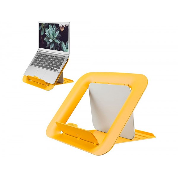 Suporte para portatil leitz ergo cosy ajustavel 4 alturas cor amarelo 310x50x247 mm Suporte para portatil leitz ergo cosy ajustavel 4 alturas cor amarelo 310x50x247 mm