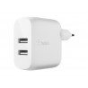 Carregador domestico belkin wcb002vfwh doble usb a boost charge 12wx2 cor branco