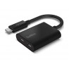Adaptador belkin f7u081btblk usb c de audio e carregamento cor preto