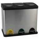 Contenedor de reciclaje con pedal TRIO INOX 3X15L