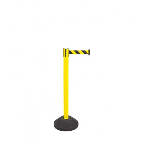 Poste Separador Amarelo com Fita Extensível e Base Estanque Poste Separador Amarelo com Fita Extensível e Base Estanque