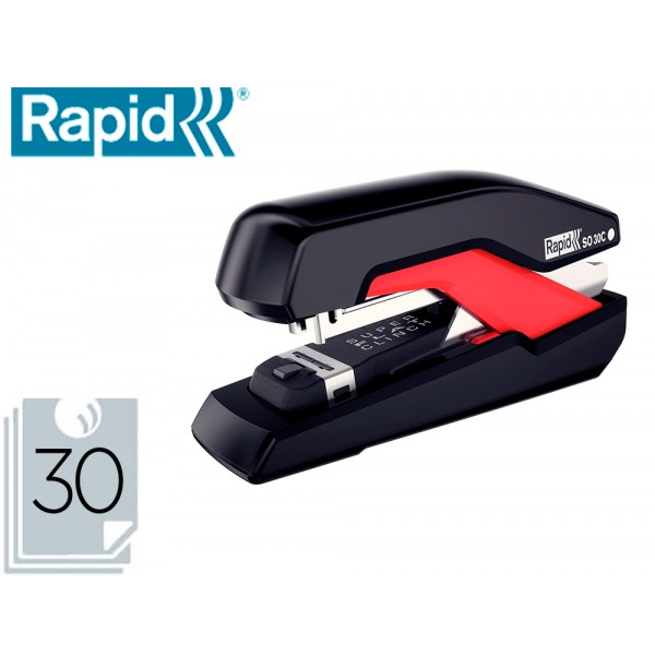 Agrafador rapid so30c plastico preto vermelho capacidadee 30 folhas usa agrafes omnipress 30