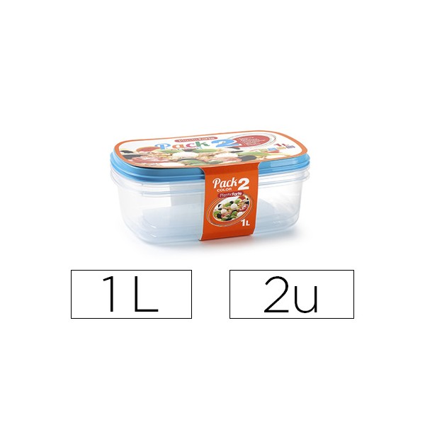 Tupperware plasticforte transparente tampa cor 1 litros pack 2 unidades