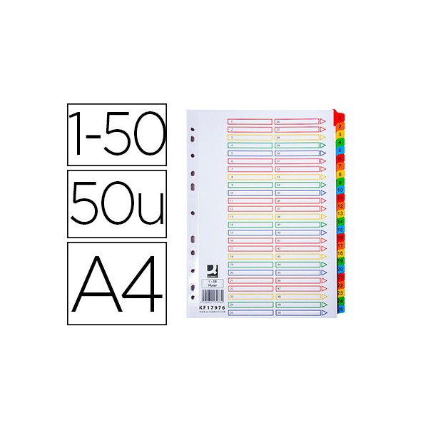 Separador q connect numerico plastico 1 50 conjunto de 50 separadores din a4