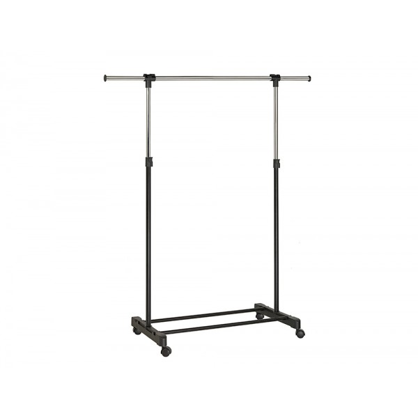 Cabide unilux extensivel com 4 rodas giratorias ajustavel altura preto cromado 80 150x102 166x42 cm