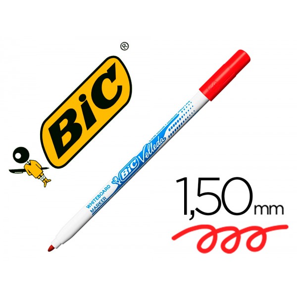 Marcador bic velleda fino para quadro ponta redonda 15 mm vermelho