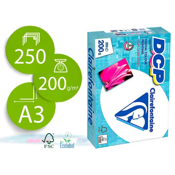 Papel fotocopia clairefontaine din a3 200 gr pack de 250 folhas