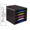 Blocos classificadores de secretaria cep 5 gavetas preot multicolor 360x288x270 mm