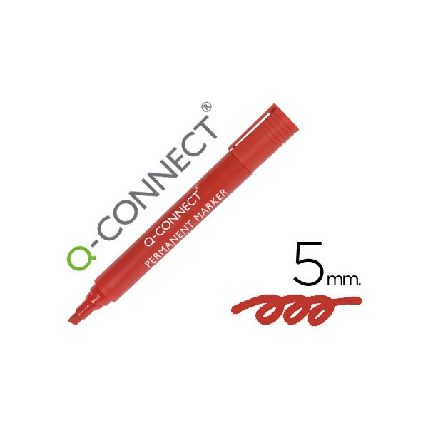 Marcador q connect permanente vermelho ponta biselada 50 mm