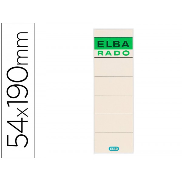 Etiquetas adesivas elba lomera cor osso 54 x 190 mm pack de 10 unidades