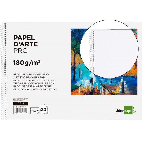 Bloco de desenho liderpapel artistico espiral 230x325mm 20 folhas 180 gr sem esquadria