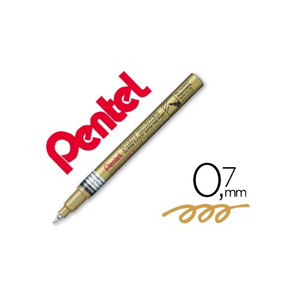 Marcador pentel permanente mfp10 x dourado para pinturas decorativas ponta extra fina