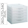 Bloco classificador de secretaria archivo 2000 empilhavels 5 gavetas transparente translucido 260x270x340 mm