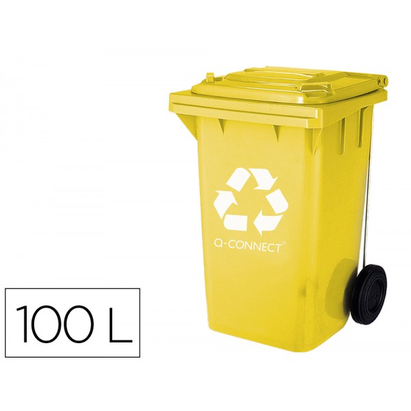 Contentor de lixo q connect plastico 100l com capa amarela 75x37x47 cm