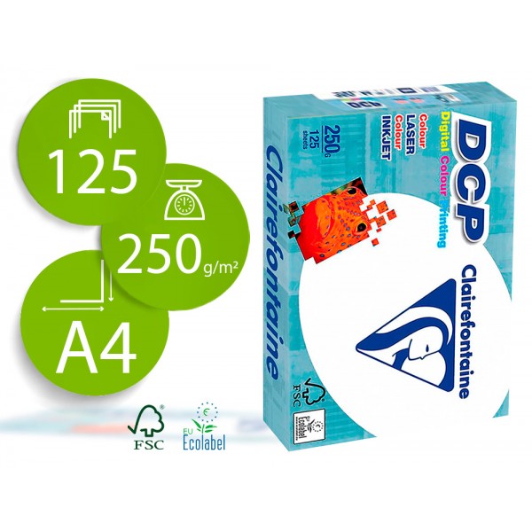 Papel fotocopia clairefontaine din a4 250 gr pack de 125 folhas