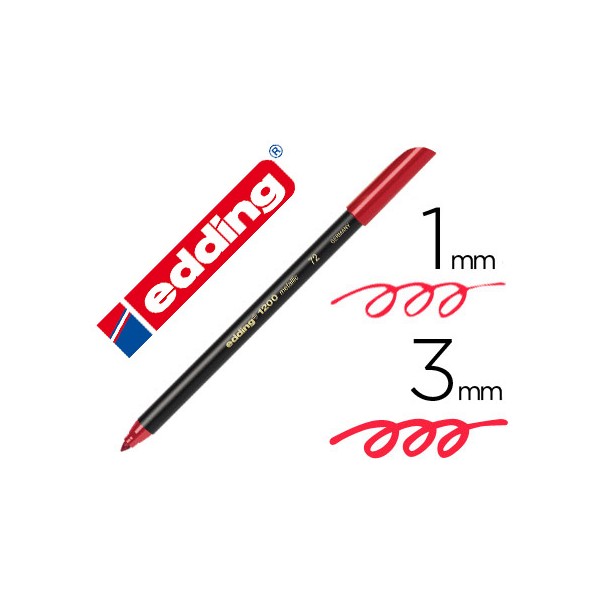 Marcador edding 1200 ponta de fibra redonda traco 1 3 mm n72 vermelho metalizado