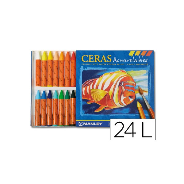 Lapis de cera manley aquarelaveis c 24 sortidos