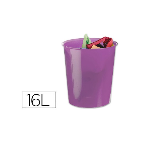 Cesto q connect de papeis em plastico violeta translucido 16 litros 31 x 29 cm