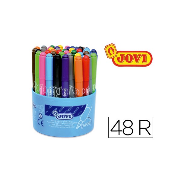 Boiao de 48 marcadores ponta grossa com 12 cores de 4 cada cor ponta de 13 mm jovi maxi