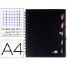 Caderno espiral liderpapel a4 micro executive capa plastico 100 f 80 gr quadricula 5mm 5 separadores com elastico preto