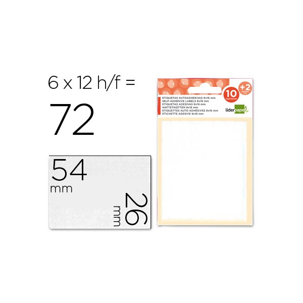 Etiquetas adesivas liderpapel 10 2 folhas 26x54 mm 72 etiquetas