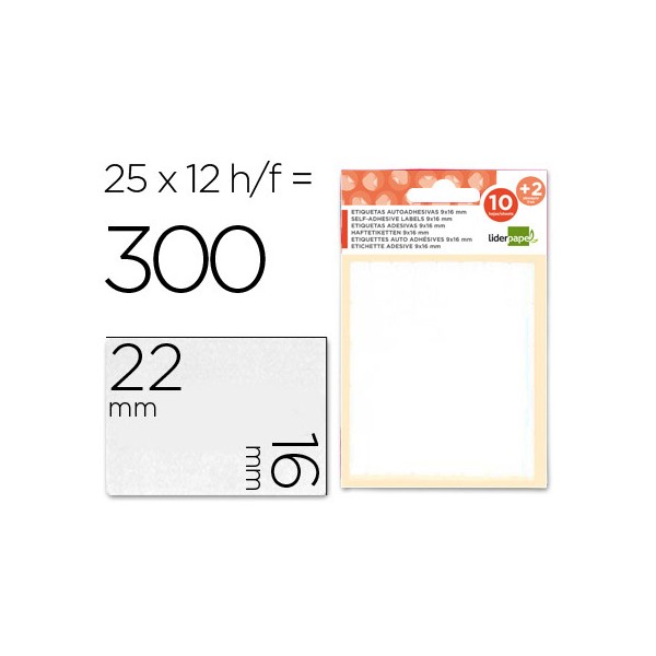 Etiquetas adesivas liderpapel 10 2 folhas 16x22 mm 300 etiquetas