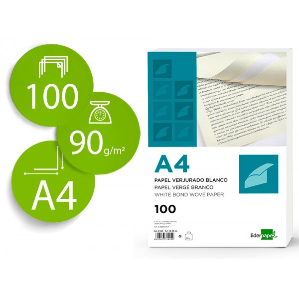 Papel verge liderpapel din a4 120 gr branco pack de 100 folhas