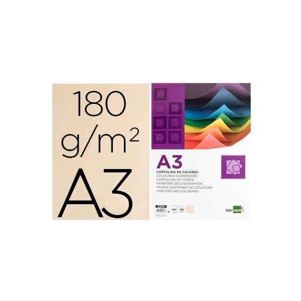 Cartolina liderpapel 180 gr 100 folhas din a3 creme