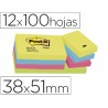 Bloco de notas adesivas post it neon 38 x 51 mm