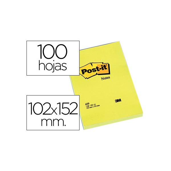 Bloco notas aderentes post it 102x152 mm liso com 100 fls