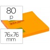 Bloco de notas adesivas q connect laranja fluorescente 75x75mm