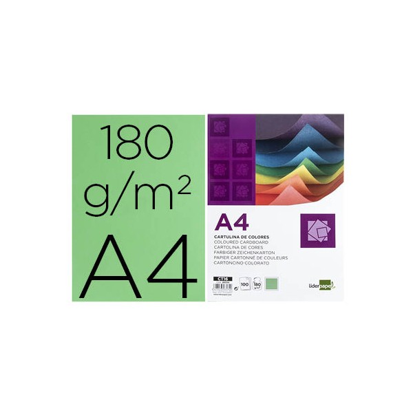 Cartolina liderpapel 180 gr 100 folhas din a4 verde bilhar