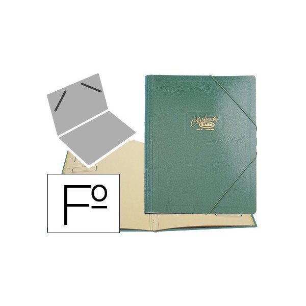 Pasta classificadora saro cartao compacto folio com 12 departamentos verde