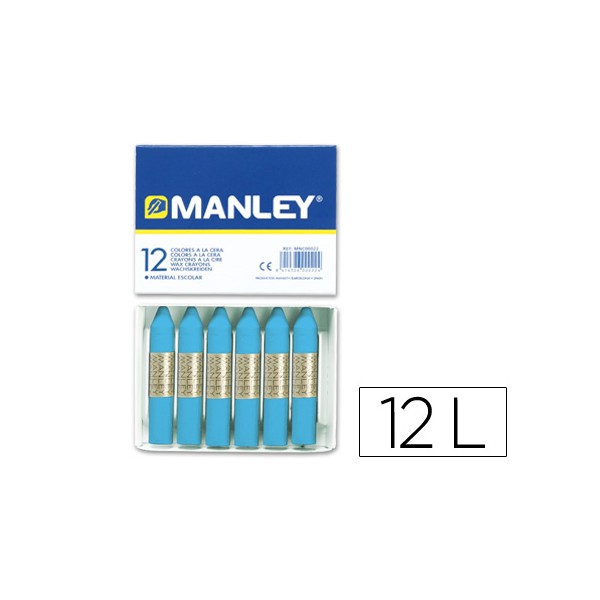 Lapis de cera manley 12 unidades azul celeste