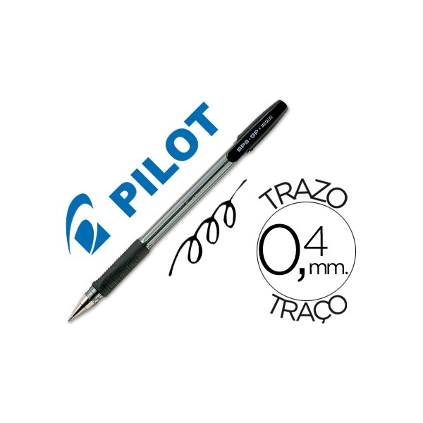 Esferografica pilot bps gp preto com grip tinta base de oleo com tampa