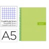 Caderno espiral liderpapel din a5 crafty capa forrada 120 f 90 gr quadricula 5mm 5 bandas de cores 6 furos cor verde