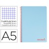 Caderno espiral liderpapel din a5 wonder capa plastico 120 f 90 gr quadricula 5mm 5 bandas de cores 6 furos azul