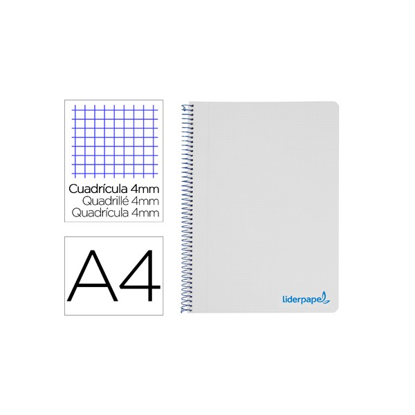 Caderno espiral liderpapel a4 wonder capa plastico 80f 90gr quadricula 4mm com margem turquesa